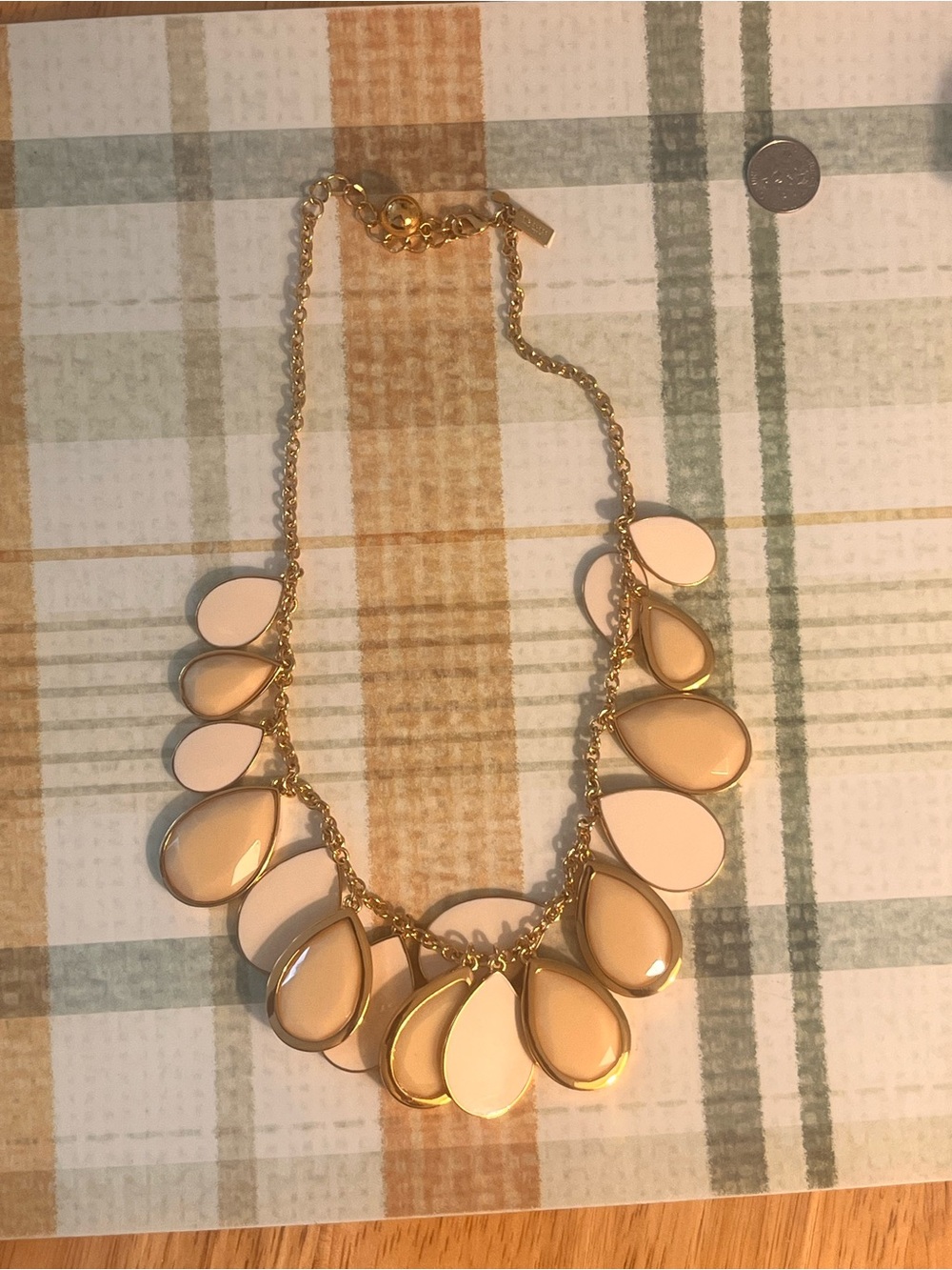 Stunning Kate Spade Cream Gold Crystal Petal Pusher Bib Necklace